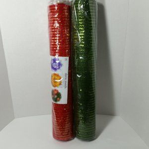 Red Gold Green Deco Mesh 21" Wreaths Crafts 2 Roll Christmas